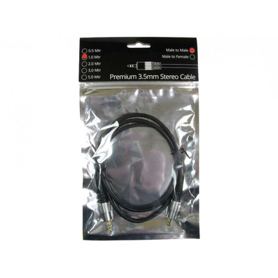 Screened 3 Core Audio Cable, 1m, Black