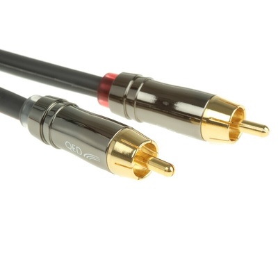 RS PRO Male RCA x 2 to Male RCA x 2 Aux Cable, Black, 3m