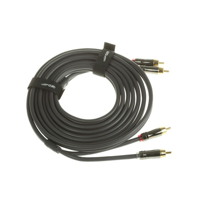 RS PRO Male RCA x 2 to Male RCA x 2 Aux Cable, Black, 3m
