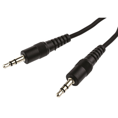 Switchcraft Male 3.5mm Stereo Jack to Male 3.5mm Stereo Jack Aux Cable, Black, 1.8m