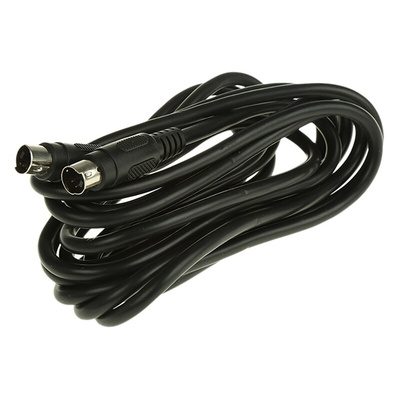 RS PRO Male 4 Pin mini-DIN to Male 4 Pin mini-DIN Black DIN Cable 3m