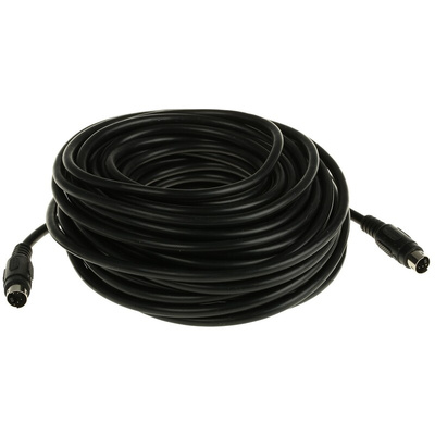 RS PRO Male 4 Pin mini-DIN to Male 4 Pin mini-DIN Black DIN Cable 15m