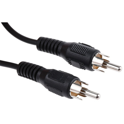 RS PRO Male RCA to Male RCA Aux Cable, Black, 10m