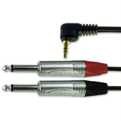 Van Damme Male 3.5mm Stereo Jack to Male RCA x 2 Aux Cable, Black, 3m