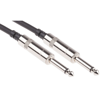 RS PRO 6.35mm Mono Jack to 6.35mm Mono Jack Aux Cable, Black, 3m