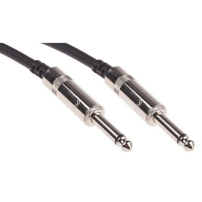 RS PRO 6.35mm Mono Jack to 6.35mm Mono Jack Aux Cable, Black, 500mm