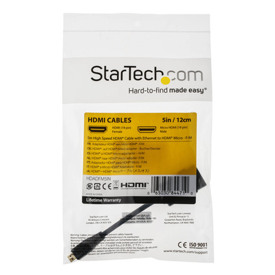 StarTech.com 4K @ 30Hz HDMI 1.4 Female HDMI to Male Micro HDMI  Cable, 12.7cm