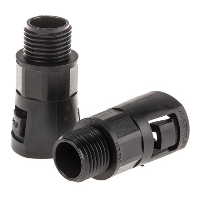 Adaptaflex M16 Straight Cable Conduit Fitting, Black 16mm nominal size