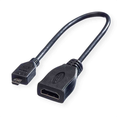 Roline High Speed Female HDMI to Male Micro HDMI  Cable, 15cm