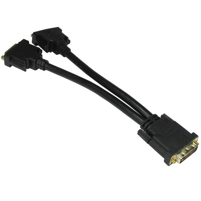 RS PRO, Male DVI-D Dual Link to Female DVI-I Dual Link x 2  Cable, 200mm