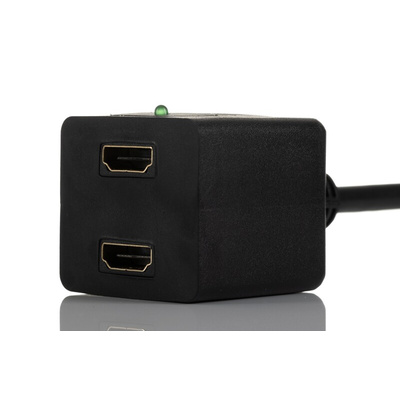 RS PRO Male HDMI to Female HDMI x 2 Cable, 30cm