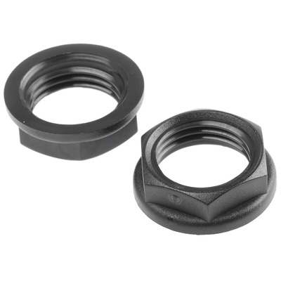 RS PRO Black PA 6 Cable Gland Locknut, M16 Thread