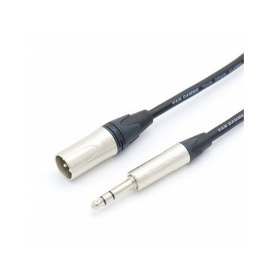 Van Damme 6.35mm Stereo Jack to Male 3 Pin XLR  Cable, Black, 5m
