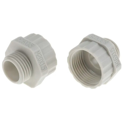 RS PRO Cable Gland Adaptor, M16 Exterior Thread, M20 Interior Thread, Nylon 66