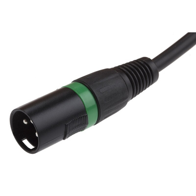 RS PRO Male 3 Pin XLR to Female 3 Pin XLR  Cable, Black, 3m