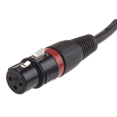 RS PRO Male 3 Pin XLR to Female 3 Pin XLR  Cable, Black, 3m