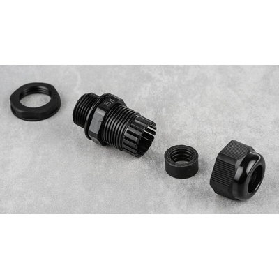 RS PRO Black Nylon Cable Gland, M20 Thread, 6mm Min, 12mm Max, IP68