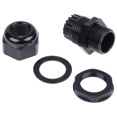 RS PRO Black Nylon Cable Gland, M25 Thread, 13mm Min, 18mm Max, IP68