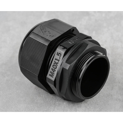 RS PRO Black Nylon Cable Gland, M40 Thread, 22mm Min, 32mm Max, IP68