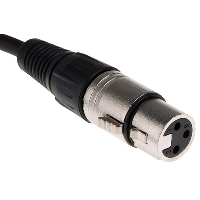 RS PRO Female 3 Pin XLR to Male 3 Pin XLR Cable, Black, 1m