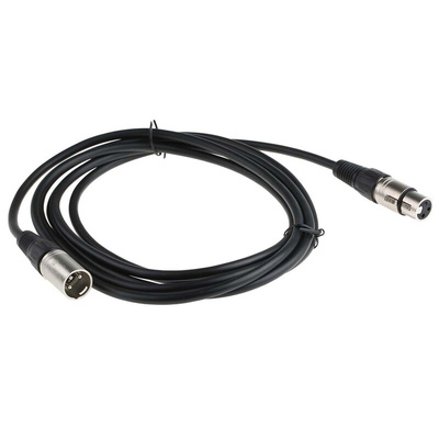 RS PRO Female 3 Pin XLR to Male 3 Pin XLR Cable, Black, 3m