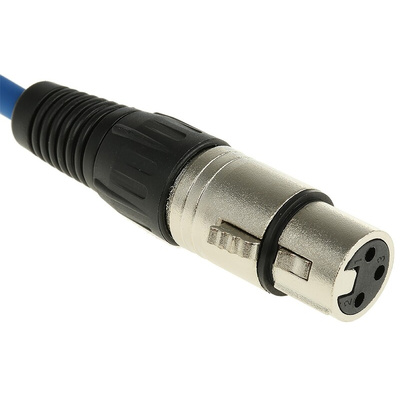 RS PRO Female 3 Pin XLR to Male 3 Pin XLR Cable, Blue, 3m