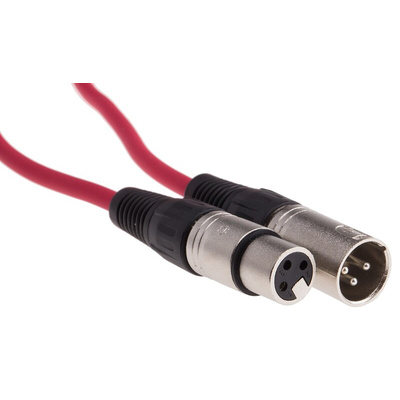 RS PRO Female 3 Pin XLR to Male 3 Pin XLR Cable, Red, 5m