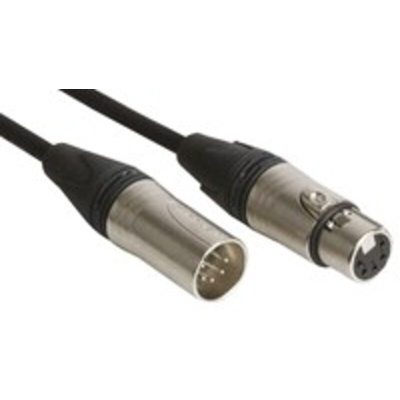 Van Damme Male 5 Pin XLR to Female 5 Pin XLR Cable, Black, 10m