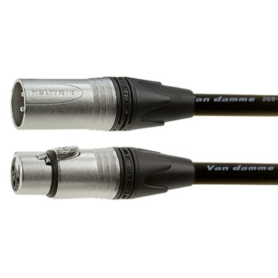 Van Damme Male 5 Pin XLR to Female 5 Pin XLR Cable, Black, 3m