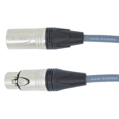 Van Damme Male 5 Pin XLR to Female 5 Pin XLR Cable, Grey, 10m