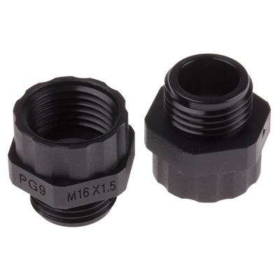 RS PRO Cable Gland Adaptor, PG9 Exterior Thread, M16 Interior Thread, Nylon 66