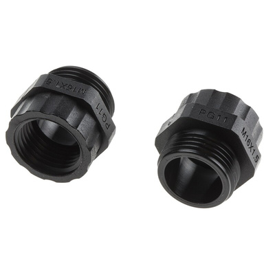 RS PRO Cable Gland Adaptor, PG11 Exterior Thread, M16 Interior Thread, Nylon 66