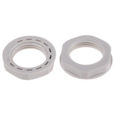 RS PRO Grey Nylon 66 Cable Gland Locknut, M20 Thread, IP68