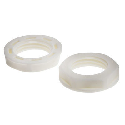 RS PRO White Nylon 66 Cable Gland Locknut, M16 Thread, IP68