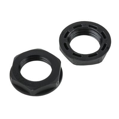 RS PRO Black Nylon 66 Cable Gland Locknut, M16 Thread, IP68