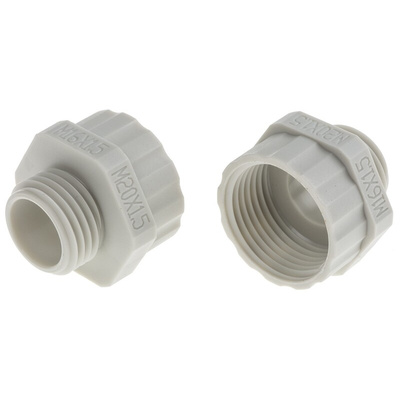 RS PRO Cable Gland Adaptor, M16 Exterior Thread, M20 Interior Thread, Nylon 66
