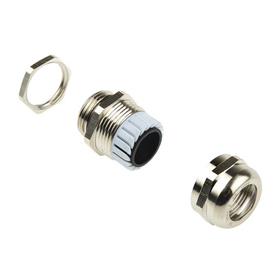 RS PRO Metallic Nickel Plated Brass Cable Gland, M20 Thread, 8mm Min, 14mm Max, IP68