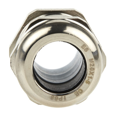 RS PRO Metallic Nickel Plated Brass Cable Gland, M20 Thread, 8mm Min, 14mm Max, IP68