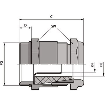 Lapp Silver Brass Cable Gland Locknut, PG13.5 Thread, IP68