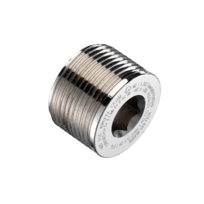 ABB Stopping Plug, 1/2NPT in, Nickel Plated Brass, Threaded