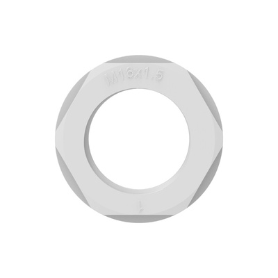 Light Grey UL 94 V2 PA 6 Cable Gland Locknut, M16 Thread
