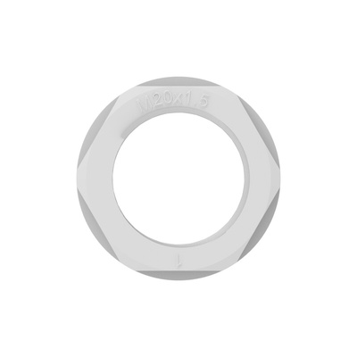 Light Grey UL 94 V2 PA 6 Cable Gland Locknut, M20 Thread