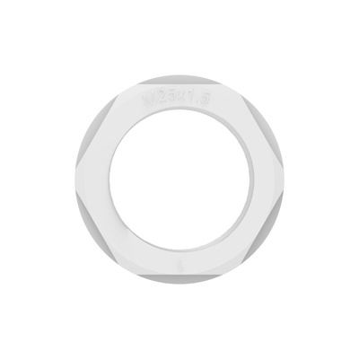 Light Grey UL 94 V2 PA 6 Cable Gland Locknut, M25 Thread
