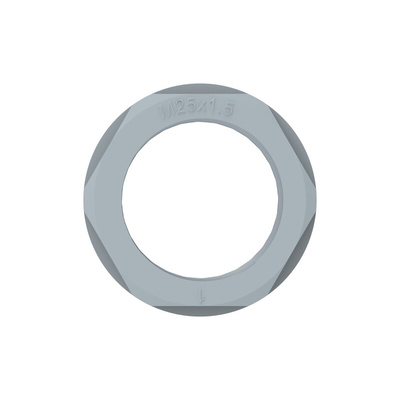 Grey UL 94 V2 PA 6 Cable Gland Locknut, M25 Thread