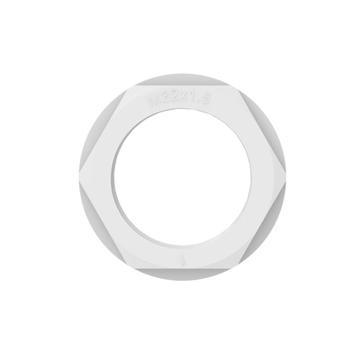 Light Grey UL 94 V2 PA 6 Cable Gland Locknut, M32 Thread