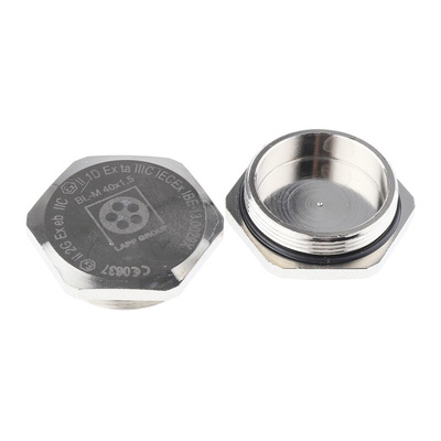 Lapp Blanking Plug, M40, Nickel Plated Brass, 49.5mm Diameter, Threaded