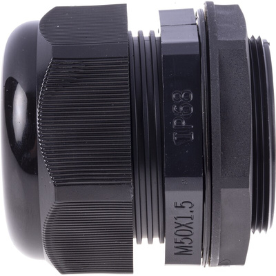 RS PRO Black Nylon Cable Gland, M50 Thread, 30mm Min, 38mm Max, IP68