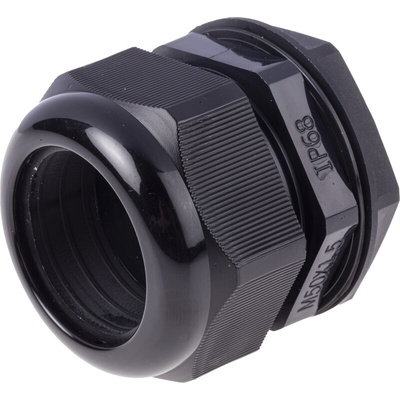 RS PRO Black Nylon Cable Gland, M50 Thread, 30mm Min, 38mm Max, IP68