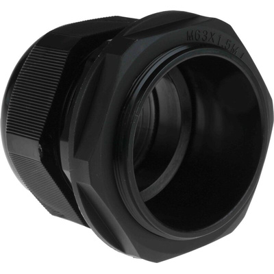 RS PRO Black Nylon Cable Gland, M63 Thread, 34mm Min, 44mm Max, IP68