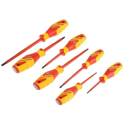 Gedore VDE Phillips, Slotted Screwdriver Set 7 Piece